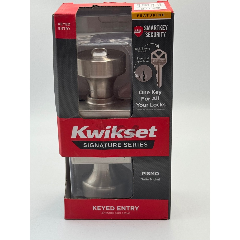Kwikset Signature Series Pismo Keyed Entry Door Knob Satin Nickel 97403-079